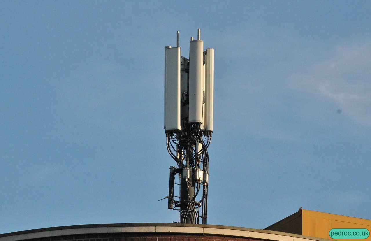 EE and 3 Mast on Prospect Street, Hull. Huawei ATR4518R4v07 antennas and Commscope CVV65CSX