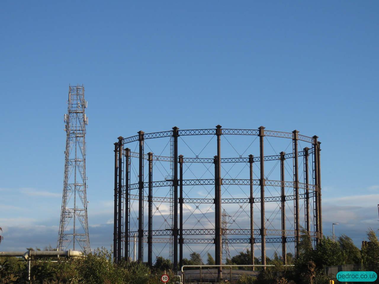 Vodafone/O2 Mast and Airwave on Clough Road Gasworks.