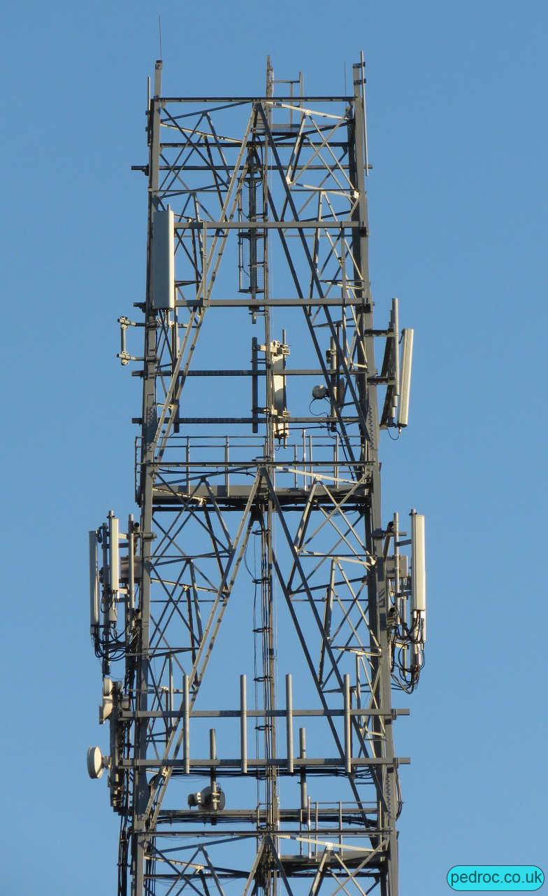 Vodafone/O2 Mast and Airwave on Clough Road Gasworks closeup.