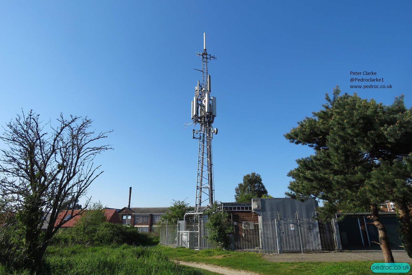 Norwich Arqiva Public Broadcasting mast with Digital TV, DAB and a variety of cellular equipment.