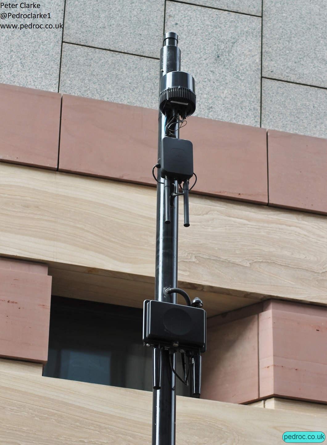 Nokia Flexi Zone Small Cell poles in the city of London for O2 UK. 