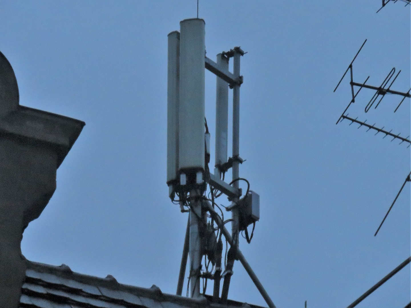 Plus triple 4G carrier site with various Ericsson RRUs, Kathrein dual and single band antennas.