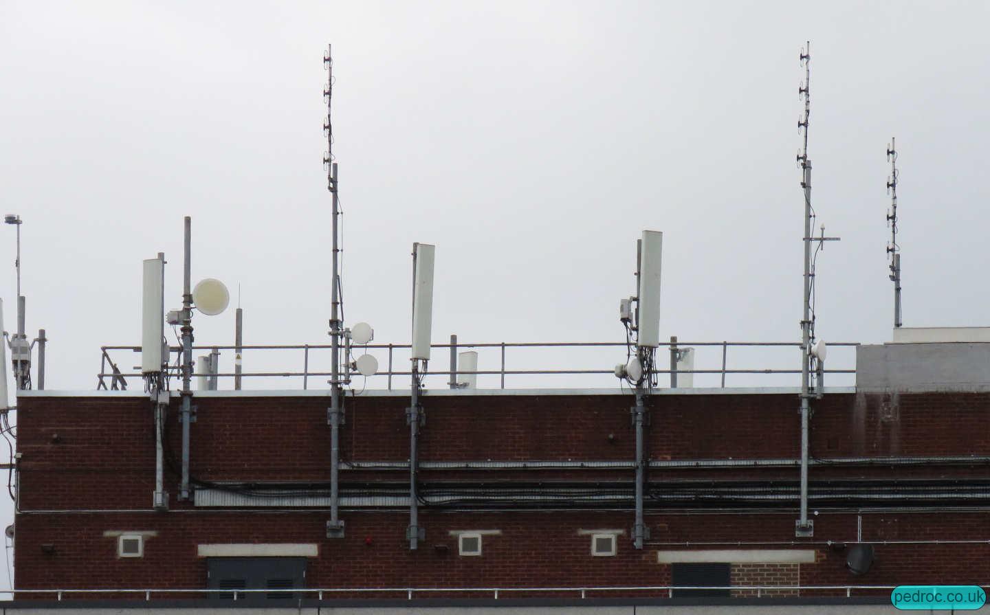 EE, 3, Vodafone and O2 rooftop mast on Capital House, Southampton.