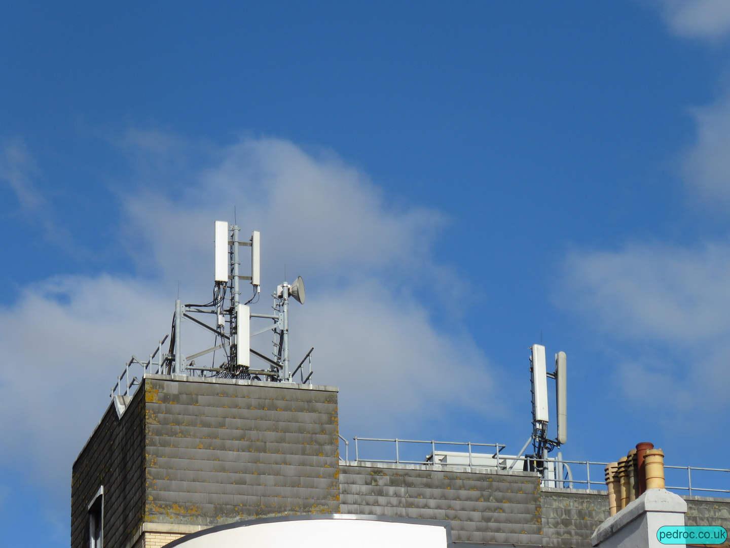 EE, 3, Vodafone and O2 rooftop mast near the centre of Southampton.