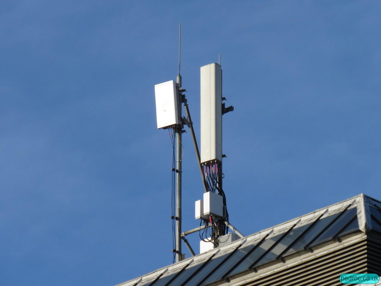 Vodafone 5G site on Queen Elizabeth II building in London. 