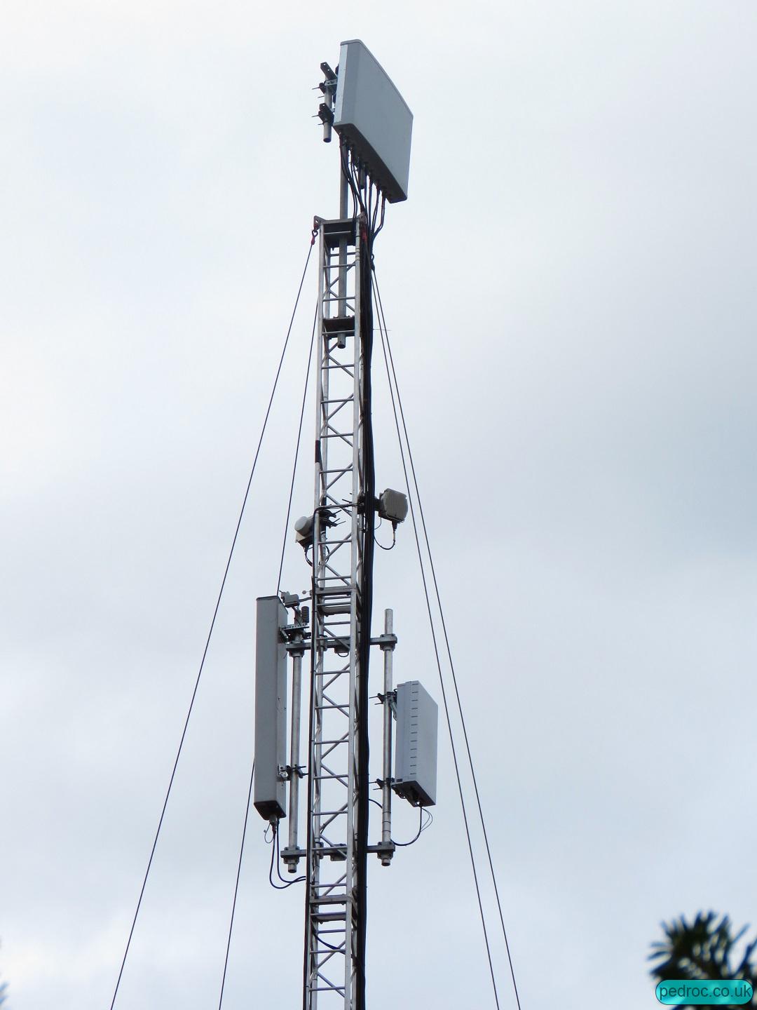 Vodafone UK temporary capacity site at Winter Wonderland, Hyde park, London. Composed of a CCI MBA9F-KE3A multibeam events antenna, Ericsson Massive MIMO panel on B38 and a Commscope standard panel.